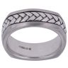 Silver Herringbone Square Signet Ring By Icesia