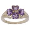 9ct Yellow Gold Amethyst Flower Cluster Ring