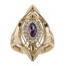 14ct Yellow Gold Cubic Zirconia Purple Gemstone Ring