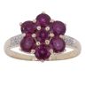 9ct Yellow Gold 0.05ct Diamond and Garnet Flower Cluster Ring