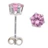 Silver Pink Cubic Zirconia Stud Earrings By Icesia