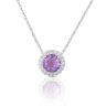 9ct White Gold Lavender Amethyst and Lab Grown Diamond Halo Pendant with D VVS