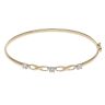 9ct Yellow Gold Cubic Zirconia Three Stone Infinity Hinged Bangle