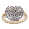 18ct Yellow Gold 1.00ct Brilliant and Baguette Cut Diamond Heart Cluster Ring