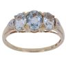 9ct Yellow Gold 0.02ct Diamond and Aquamarine Three Stone Ring