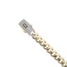 14ct Yellow Gold Monaco Classic Pave Lock Curb Bracelet 8.5"