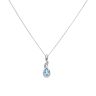 9ct White Gold 0.05ct Diamond and Blue Topaz Pear Pendant and Chain 16"