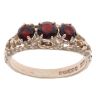 9ct Yellow Gold Three Stone Patterned Garnet Ring