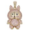14ct Yellow Gold Pale Pink Gemstone Bunny Pendant
