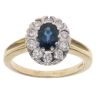 18ct Yellow Gold 0.40ct Brilliant Cut Diamond and Sapphire Cluster Ring