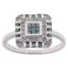9ct WhiteGold 0.50ct Princess And Brilliant Cut Blue And White Diamond Cluster Ring