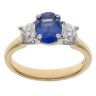 18ct Yellow Gold 0.95ct Brilliant and Oval Cut Diamond and Sapphire Trilogy Ring
