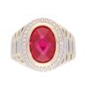 14ct Yellow And White Gold Red Gem Signet Ring