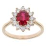 9ct Yellow Gold 0.75ct Brilliant Cut Lab Grown Diamond And Created Ruby Cluster Ring