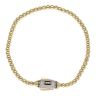 14ct Yellow Gold Monaco Beaded Cubic Zirconia Pave Lock Bracelet 8"