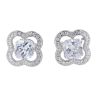 Silver Cubic Zirconia Floral Cluster Stud Earrings by Icesia