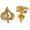 22ct Yellow Gold Cubic Zirconia Leaf Stud Earrings