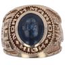 9ct Yellow Gold Patterned Blue Gemstone College Ring