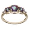 9ct Yellow Gold 0.05ct Brilliant Cut Diamond and Mystic Topaz Three Stone Ring