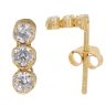 Gold Plated Silver Cubic Zirconia Triple Drop Stud Earrings