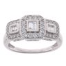 9ct White Gold 0.50ct Brilliant and Baguette Cut Diamond Cluster Ring