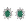 18ct Yellow and White Gold 1.00ct Brilliant Cut Diamond and Emerald Cluster Earrings