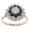 9ct Yellow Gold Cubic Zirconia and Sapphire Cluster Ring
