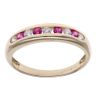 14ct Yellow Gold Cubic Zirconia and Created Ruby Half Eternity Ring