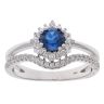 Silver Blue Gemstone And Cubic Zirconia Wishbone Ring By Icesia