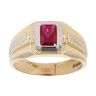 14ct Yellow And White Gold Red Gemstone Signet Ring