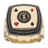14ct Yellow Gold Monaco Black Cubic Zirconia Signet Ring