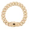 14ct Yellow Gold Monaco Patterned Curb Alternate Flex Lock Bracelet 8.5"
