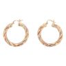 14ct Yellow White and Rose Gold Twist Hoop Earrings