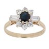 9ct Yellow Gold Sapphire and Cubic Zirconia Cluster Ring