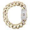 14ct Yellow Gold Monaco Classic Pave Lock Curb Bracelet 8"