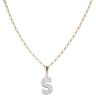 9ct Yellow Gold Cubic Zirconia 'S' Pendant and Chain 20"