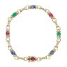 14ct Yellow Gold 0.16ct Diamond and Multi Gemstone Bracelet 7"