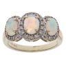 9ct Yellow Gold 0.21ct Diamond and Opal Triple Cluster Ring