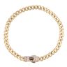 14ct Yellow Gold Monaco Curb Classic Cubic Zirconia Pave Lock Bracelet 7"