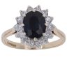 9ct Yellow Gold 0.35ct Brilliant Cut Diamond and Sapphire Cluster Ring