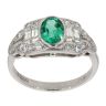 Platinum 0.70ct Emerald and 0.55ct Diamond Vintage Inspired Ring