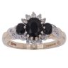 9ct Yellow Gold 0.15ct Diamond and Sapphire Three Stone Cluster Ring