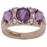 9ct Yellow Gold Amethyst and Cubic Zirconia Cluster Ring