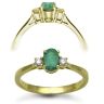 18ct Yellow Gold D 0.08ct Emerald 0.50ct 3 Stone Ring