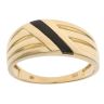 9ct Yellow Gold Patterned Onyx Line Signet Ring