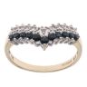 9ct Yellow Gold 0.05ct Brilliant Cut Diamond and Sapphire Wishbone Ring