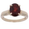 9ct Yellow Gold Patterned Garnet Single Stone Ring
