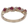 9ct Yellow Gold 0.02ct Diamond and Ruby Wave Ring