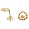 Gold Plated Silver Claddagh Stud Earrings