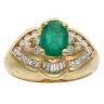 18ct Yellow Gold 0.50ct Brilliant and Baguette Cut Diamond and Emerald Cluster Ring